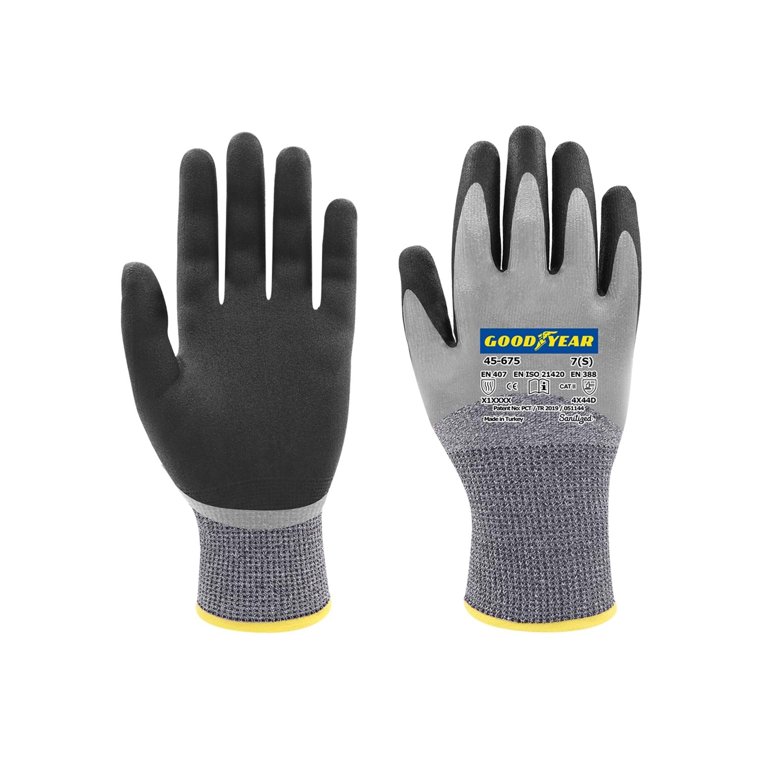 Goodyear İş Eldiveni - 45-675 D Kesilmez Crotchlu San. Çift Kap. 3/4 Gri - 10