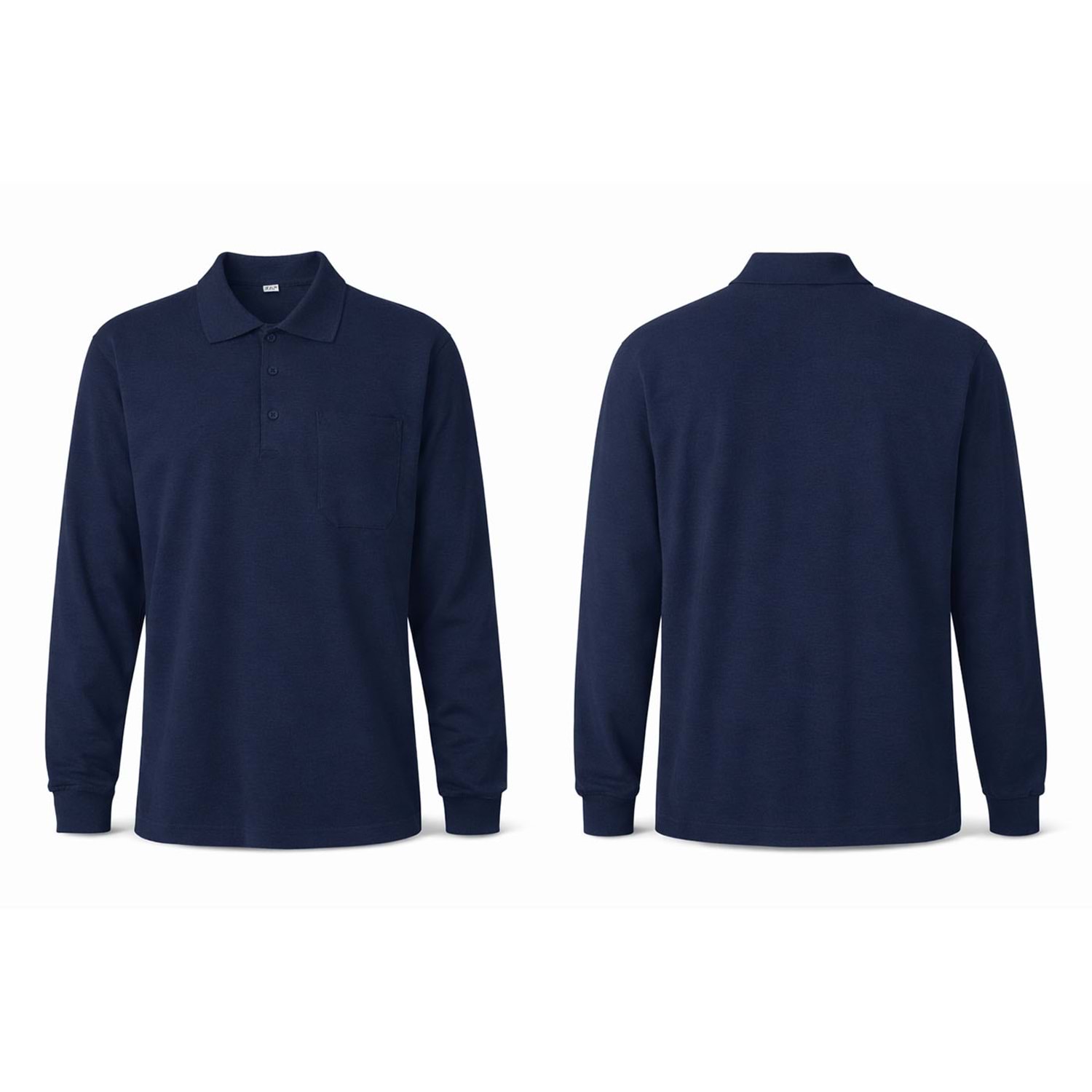 T-shirt TPU10 Polo Yaka Uzun Kol - Lacivert - M