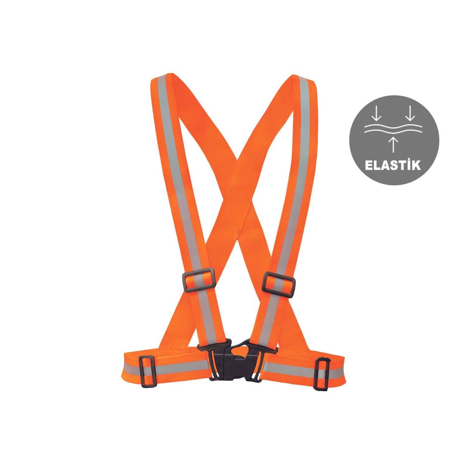 İkaz Yeleği - Pratik Şerit Elastik Yelek - Turuncu